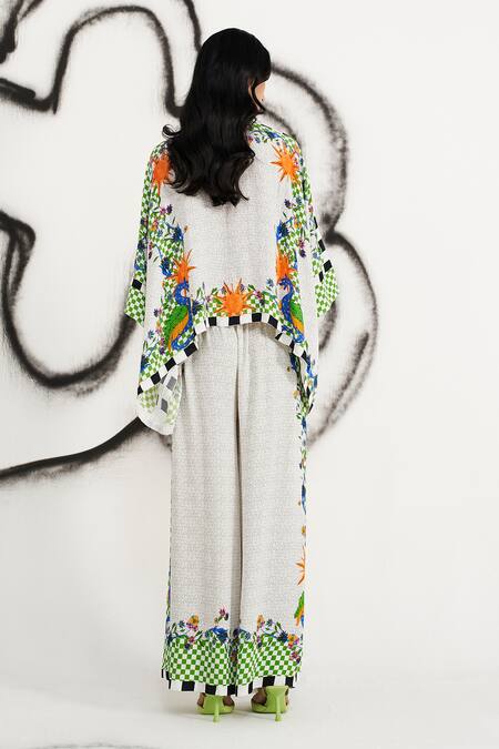 Shop Verb By Pallavi Singhee White Georgette Ecelectic Print Flared Pyjama Pant at Aza Fashions Shop_Verb By Pallavi Singhee_White Georgette Ecelectic Print Flared Pyjama Pant_at_Aza_Fashions