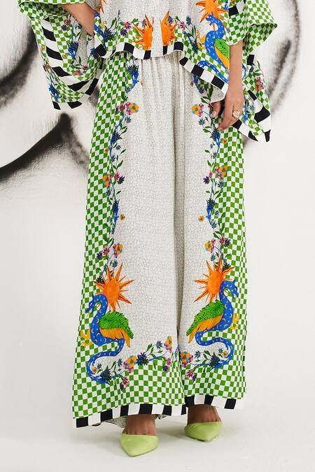 Verb By Pallavi Singhee White Georgette Ecelectic Print Flared Pyjama Pant Online at Aza Fashions Verb By Pallavi Singhee_White Georgette Ecelectic Print Flared Pyjama Pant_Online_at_Aza_Fashions