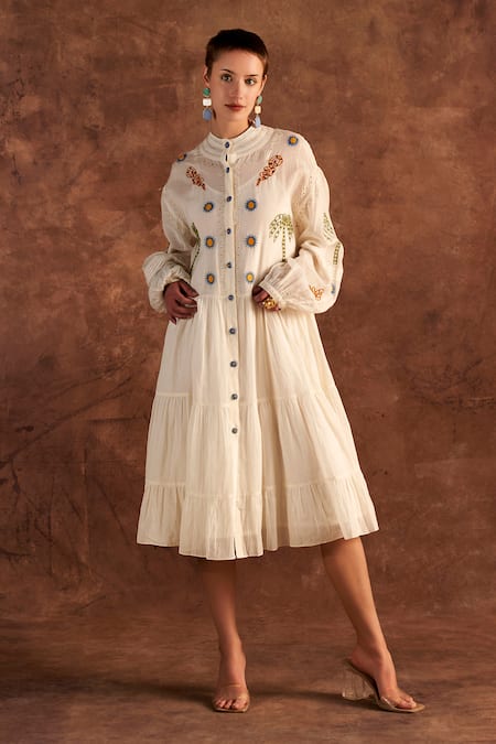 Verb by Pallavi Singhee Thread Embroidered Shirt Dress 