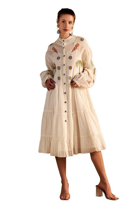 Buy Verb By Pallavi Singhee Ivory Cotton, Voile Embroidery Bandeau Neck Thread Shirt Dress Online at Aza Fashions Buy_Verb By Pallavi Singhee_Ivory Cotton, Voile Embroidery Bandeau Neck Thread Shirt Dress _Online_at_Aza_Fashions