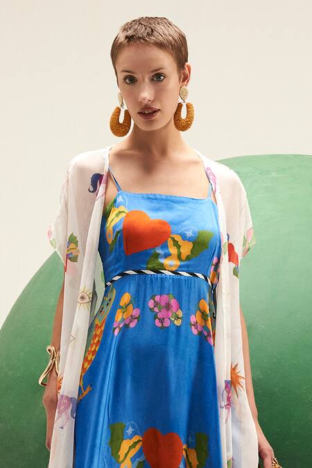 Verb By Pallavi Singhee_Ivory Animal Print Cape _Online_at_Aza_Fashions