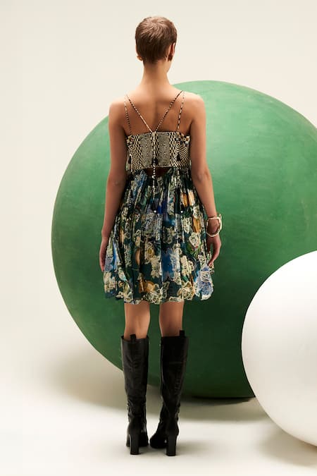 Shop Verb By Pallavi Singhee Blue Viscose, Georgette Sweetheart Neck Floral Print Dress at Aza Fashions Shop_Verb By Pallavi Singhee_Blue Viscose, Georgette Sweetheart Neck Floral Print Dress _at_Aza_Fashions