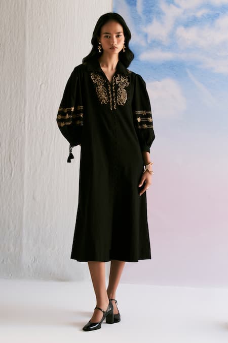 Verb by Pallavi Singhee Cotton Bead Embroidered Shift Dress 