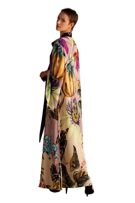Verb By Pallavi Singhee Multi Color Georgette Flared Sleeve Kaftan Online at Aza Fashions Verb By Pallavi Singhee_Multi Color Georgette Flared Sleeve Kaftan _Online_at_Aza_Fashions