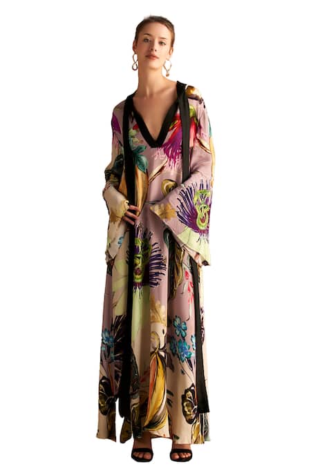 Shop Verb By Pallavi Singhee Multi Color Georgette Flared Sleeve Kaftan Online at Aza Fashions Shop_Verb By Pallavi Singhee_Multi Color Georgette Flared Sleeve Kaftan _Online_at_Aza_Fashions