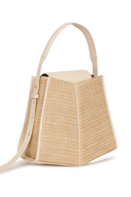 Shop_Adisee_Ivory Fern Bucket Bag_Online_at_Aza_Fashions