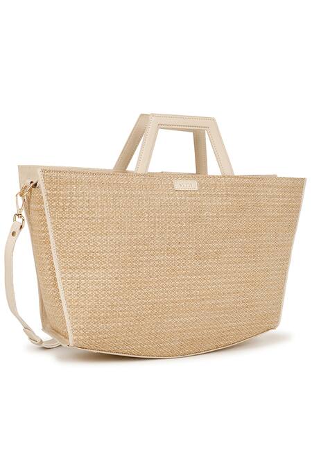 Adisee_Ivory Sol Textured Tote Bag_Online_at_Aza_Fashions