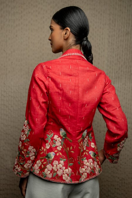Shruti Sancheti Floral Embroidered Jacket With Belt 