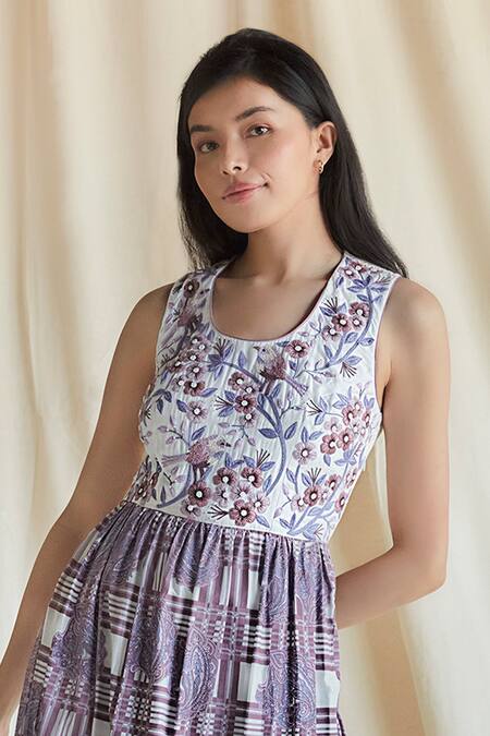 Buy Shruti Sancheti Purple Silk Embroidery Round Neck Floral Yoke Maxi Dress Online at Aza Fashions Buy_Shruti Sancheti_Purple Silk Embroidery Round Neck Floral Yoke Maxi Dress _Online_at_Aza_Fashions