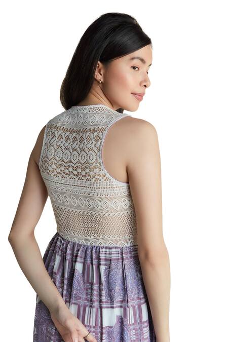 Shruti Sancheti Purple Silk Embroidery Round Neck Floral Yoke Maxi Dress at Aza Fashions Shruti Sancheti_Purple Silk Embroidery Round Neck Floral Yoke Maxi Dress _at_Aza_Fashions