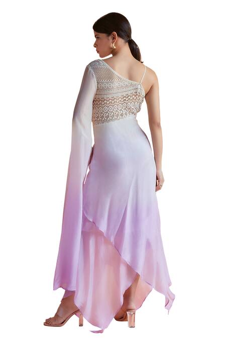 Buy Shruti Sancheti Purple Hemp, Silk Embroidery One Shoulder Floral One-shouder Dress Online at Aza Fashions Buy_Shruti Sancheti_Purple Hemp, Silk Embroidery One Shoulder Floral One-shouder Dress _Online_at_Aza_Fashions