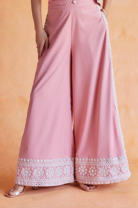 Buy Shruti Sancheti Pink Viscose Embroidery, Mirrors V-neck Waistcoat And Pant Set Online at Aza Fashions Buy_Shruti Sancheti_Pink Viscose Embroidery, Mirrors V-neck Waistcoat And Pant Set _Online_at_Aza_Fashions