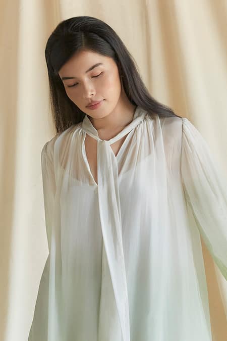 Shruti Sancheti Green Silk Keyhole Neck Tiered Hemline Maxi Dress Online at Aza Fashions Shruti Sancheti_Green Silk Keyhole Neck Tiered Hemline Maxi Dress _Online_at_Aza_Fashions