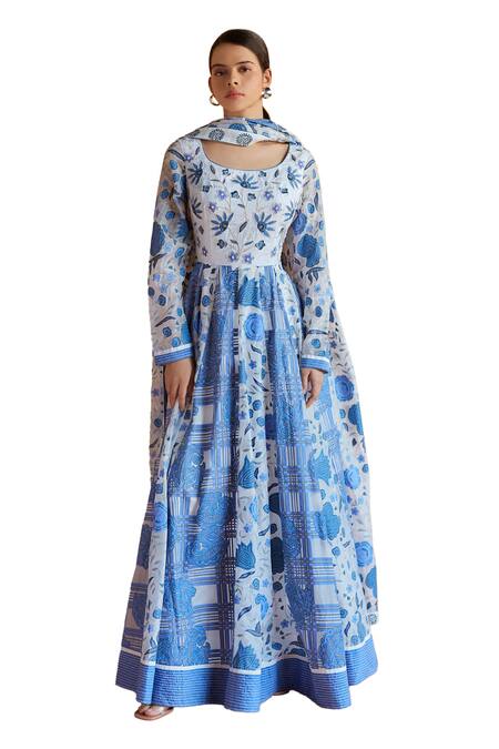 Buy Shruti Sancheti White Silk Embroidery, Chintz And Paisley Checkered Print Anarkali With Dupatta Online at Aza Fashions Buy_Shruti Sancheti_White Silk Embroidery, Chintz And Paisley Checkered Print Anarkali With Dupatta _Online_at_Aza_Fashions