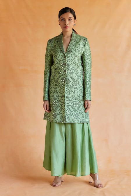 Shruti Sancheti Sheesh Bloom Embroidered Blazer With Palazzo 