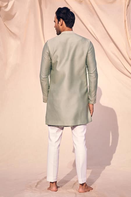 Kaaj Button X AZA Linear Embroidered Kurta & Bundi Set 
