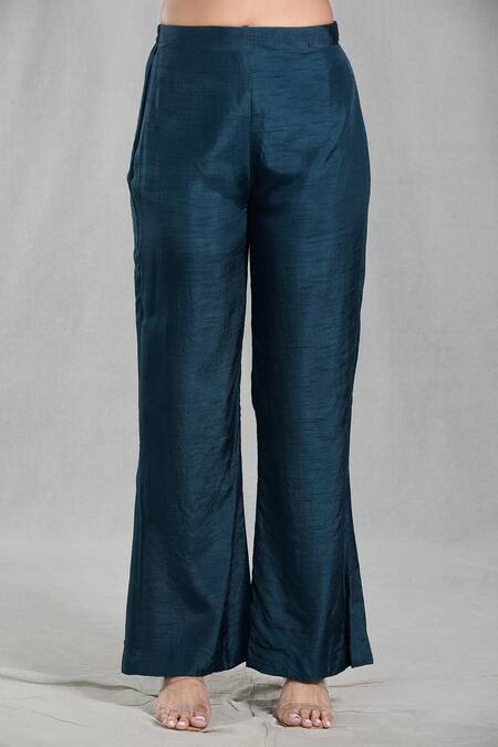 Shop_Samyukta Singhania_Multi Color Silk Embroidery Square Neck, Woven Mosaic Pattern Jacket Pant Set 