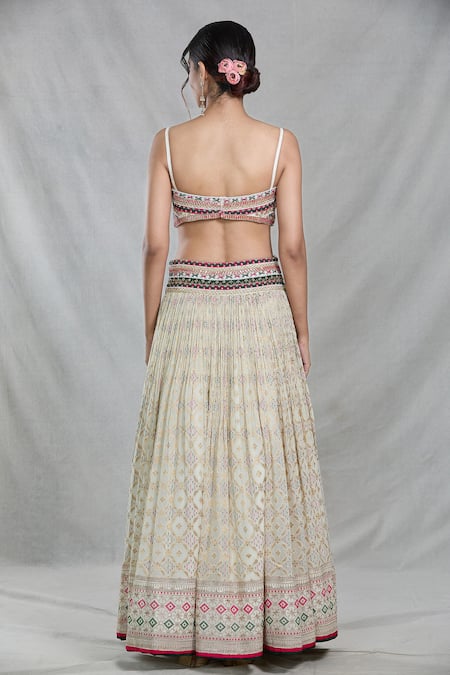 Samyukta Singhania Bandhani Bloom Crest Woven Banarasi Silk Lehenga Set 