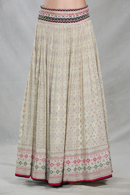 Samyukta Singhania_Multi Color Silk, Brocade Bandhani Bloom Crest Woven Banarasi Lehenga Set _at_Aza_Fashions