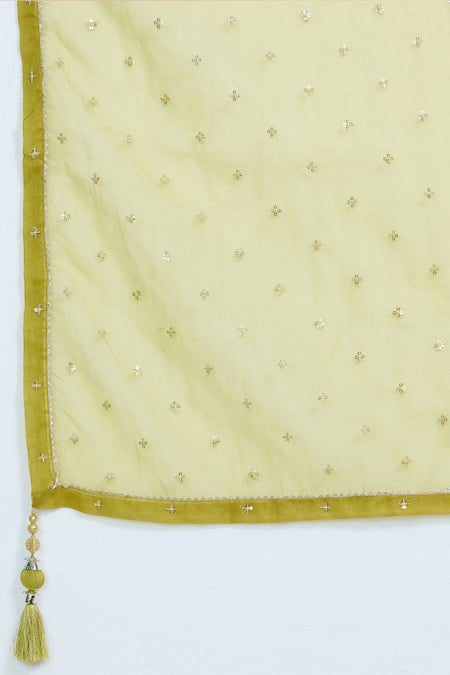 Buy_Samyukta Singhania_Green Georgette Sequins, Beads, Embroidery Boat Mughal Bloom Gown With Dupatta _Online_at_Aza_Fashions