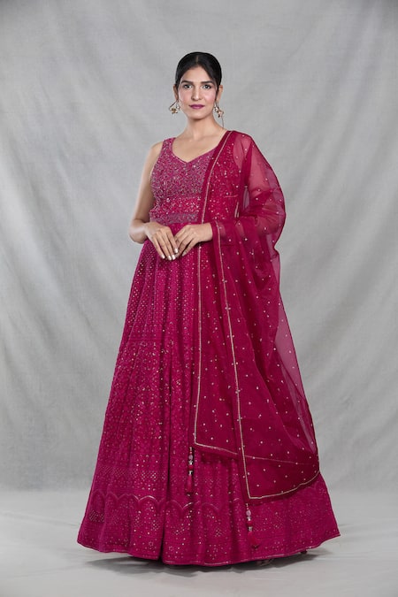 Samyukta Singhania Persian Bloom Sequin Embroidered Gown With Dupatta 