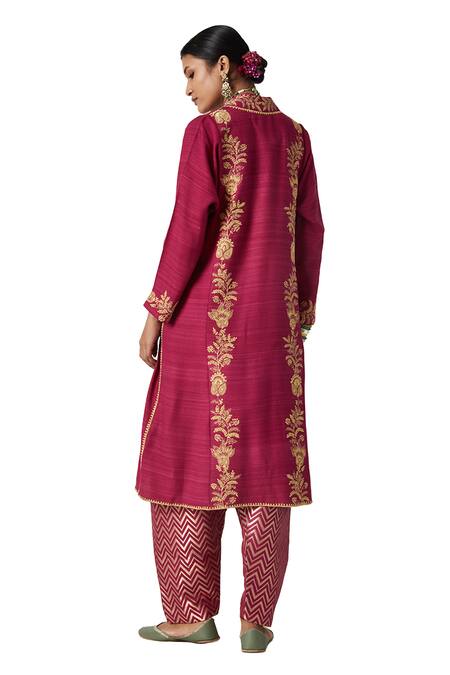 Buy Payal Pratap Fuchsia Maheshwari, Brocade Embroidery V-neck Akilah Kurta With Salwar Online at Aza Fashions Buy_Payal Pratap_Fuchsia Maheshwari, Brocade Embroidery V-neck Akilah Kurta With Salwar _Online_at_Aza_Fashions