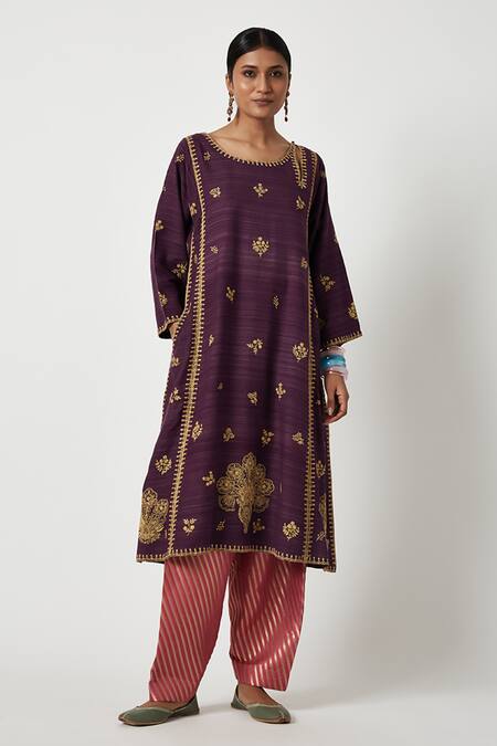 Payal Pratap Purple Organza, Brocade, Embroidery Round Neck Zaina Kurta Set Online at Aza Fashions Payal Pratap_Purple Organza, Brocade, Embroidery Round Neck Zaina Kurta Set _Online_at_Aza_Fashions