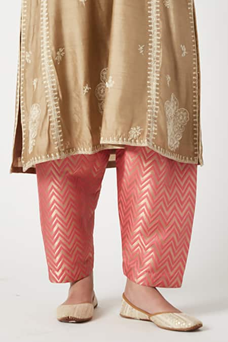 Buy Payal Pratap Beige Mohair, Brocade, Silk Organza Embroidery Round Neck Inaya Kurta Set Online at Aza Fashions Buy_Payal Pratap_Beige Mohair, Brocade, Silk Organza Embroidery Round Neck Inaya Kurta Set _Online_at_Aza_Fashions