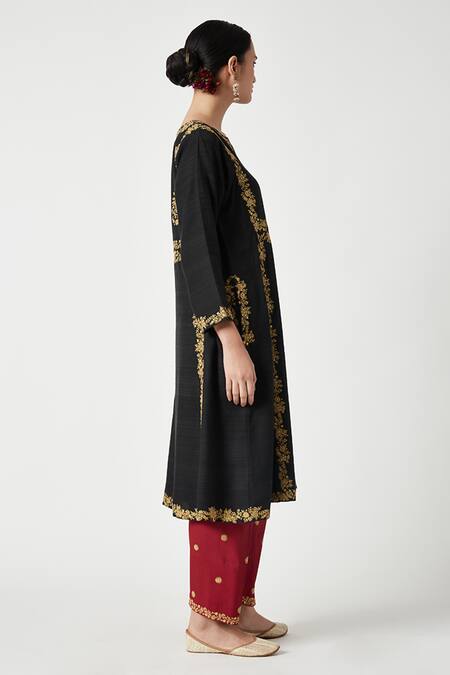 Shop Payal Pratap Black , Cotton, Organza Embroidery Round Neck Ishtar Kurta Set Online at Aza Fashions Shop_Payal Pratap_Black , Cotton, Organza Embroidery Round Neck Ishtar Kurta Set _Online_at_Aza_Fashions