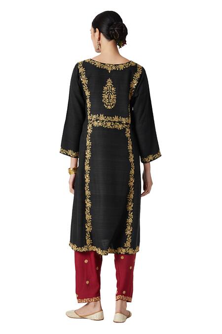 Payal Pratap Black , Cotton, Organza Embroidery Round Neck Ishtar Kurta Set at Aza Fashions Payal Pratap_Black , Cotton, Organza Embroidery Round Neck Ishtar Kurta Set _at_Aza_Fashions