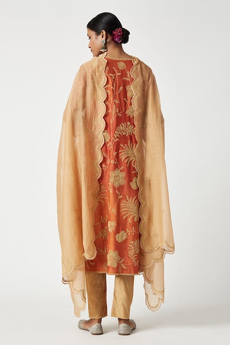 Shop Payal Pratap Mohair, Cotton, Chanderi, Silk Embroidery Round Neck Shriya Kurta Set at Aza Fashions Shop_Payal Pratap_Mohair, Cotton, Chanderi, Silk Embroidery Round Neck Shriya Kurta Set _at_Aza_Fashions