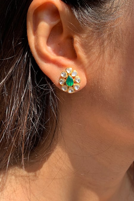 Zeeya Luxury Jewellery Polki Embellished Studs 