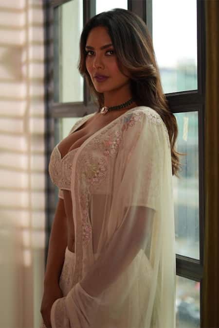 Rohit Bal Ivory Chanderi Silk, Net Lining Cotton Resham Embroidered Bridal Lehenga Set at Aza Fashions Rohit Bal_Ivory Chanderi Silk, Net Lining Cotton Resham Embroidered Bridal Lehenga Set _at_Aza_Fashions