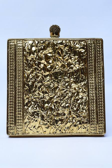 Shop_The Tan Clan_Gold Mother Of Pearl Lihaaz Embellished Clutch _Online_at_Aza_Fashions