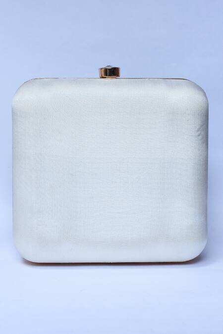 Shop_The Tan Clan_White Sequin Nigah Embroidered Butterfly Clutch _Online_at_Aza_Fashions