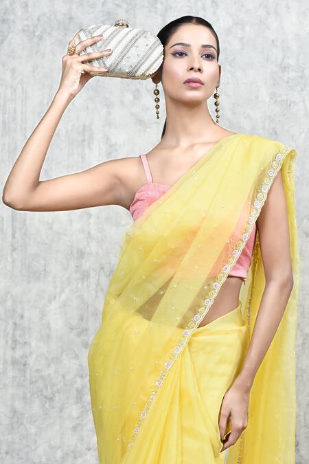 The Tan Clan_Silver Pearls, Beads Nalki Embroidered Clutch _at_Aza_Fashions