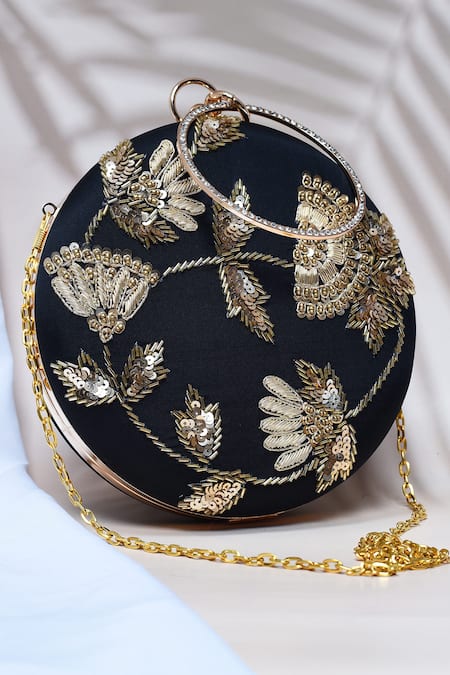 The Tan Clan Rashida Round Sequin Embroidered Clutch 