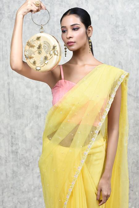 Buy_The Tan Clan_Gold Sequin Rashida Circular Embroidered Clutch 