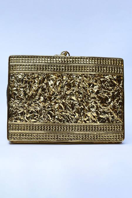 Buy_The Tan Clan_Gold Mother Of Pearl Saba Embellished Clutch _Online_at_Aza_Fashions