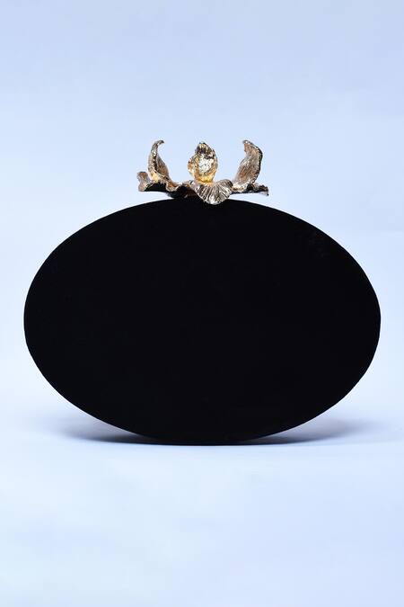 Shop_The Tan Clan_Black Zardosi Zafraan Embroidered Clutch _Online_at_Aza_Fashions