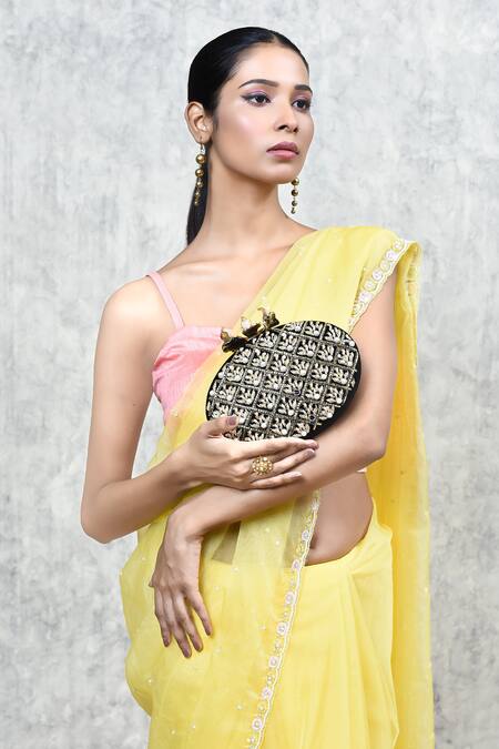 Buy_The Tan Clan_Black Zardosi Zafraan Embroidered Clutch 