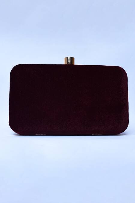 Shop_The Tan Clan_Maroon Embroidery, Pearls, Zari Afrah Hand Clutch _Online_at_Aza_Fashions