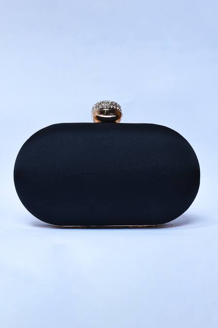 Shop_The Tan Clan_Black Embroidery Baiza Hand Clutch _Online_at_Aza_Fashions