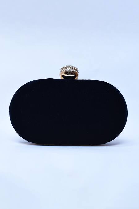 Shop_The Tan Clan_Blue Embroidery Baiza Flower Clutch _Online_at_Aza_Fashions