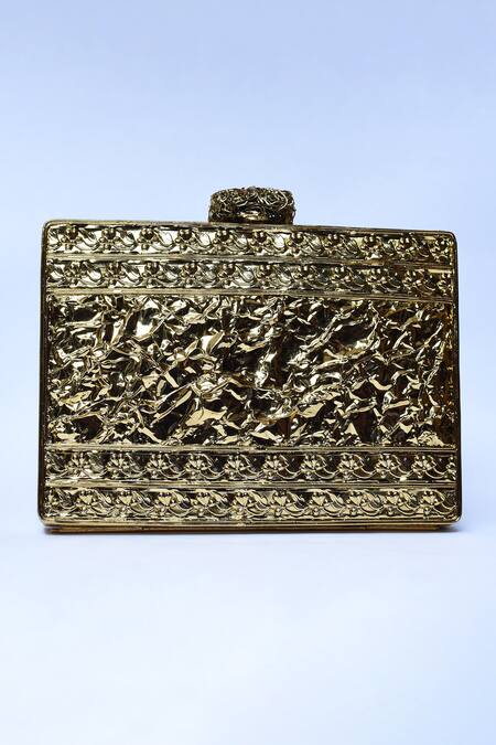 Shop_The Tan Clan_Gold Embellished Eira Clutch _Online_at_Aza_Fashions