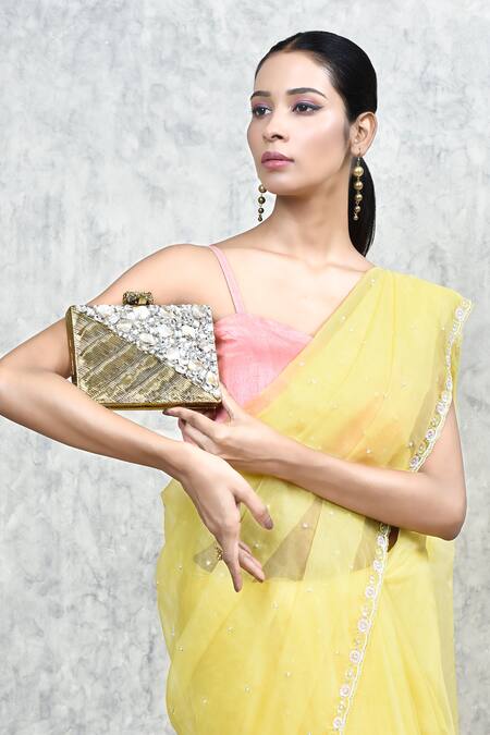 The Tan Clan_Gold Embellished Eira Clutch _at_Aza_Fashions