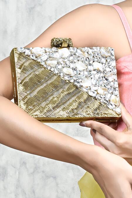 Buy The Tan Clan Gold Embellished Eira Clutch Buy_The Tan Clan_Gold Embellished Eira Clutch