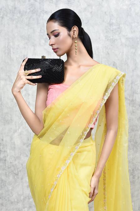 The Tan Clan_Black Embroidery Glitz Hand Clutch _at_Aza_Fashions