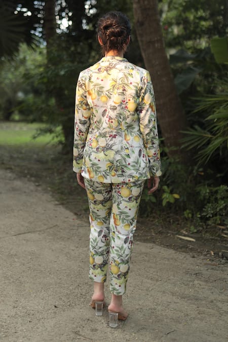 The Long Iland Fruit Print Blazer Pant Set 