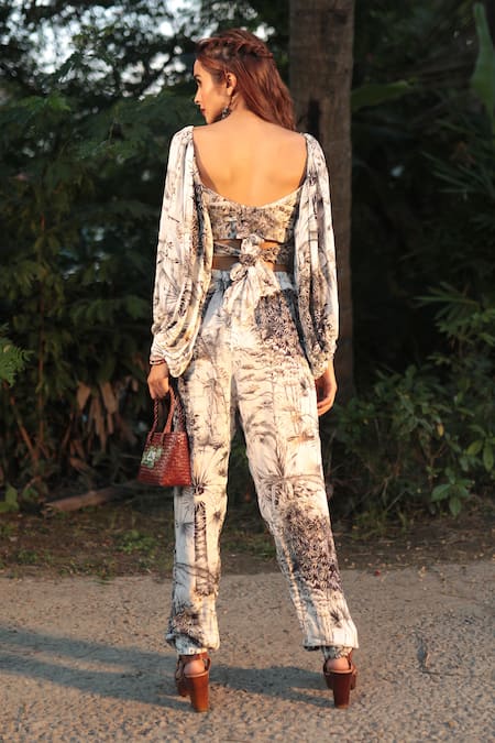 The Long Iland Forest Print Crop Top With Pant 